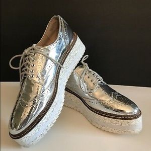 Shelly’s Silver Platform Oxfords